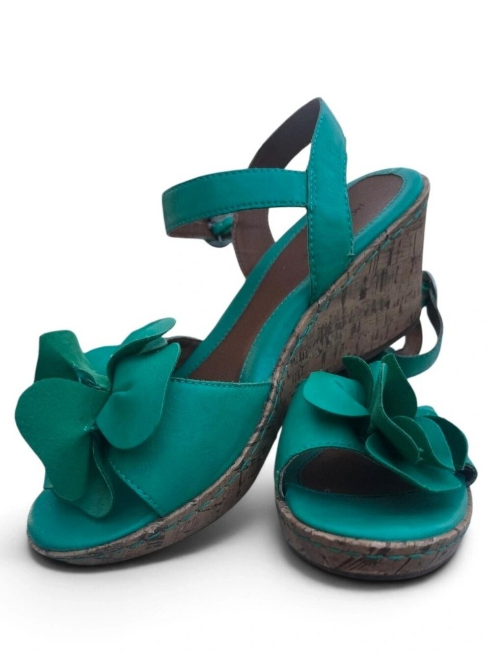 Jaclyn Smith Teal Floral Wedge Sandals